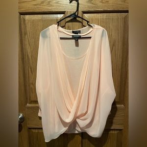 WHBM brand, size M, layered blouse, peachy-pink color, tapered sleeve, NWT